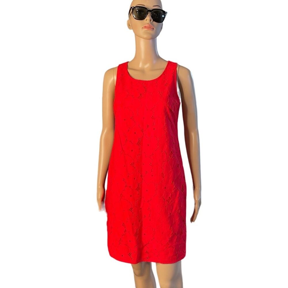 Banana Republic Mini Shift Dress 0 Floral Lace Date Valentine Sleeveless Red